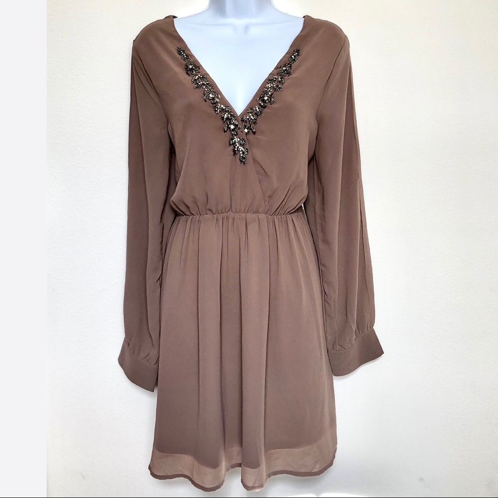 GIDDY UP GLAMOUR⚡️Rhinestone Mocha Dress_L(Sz 8)